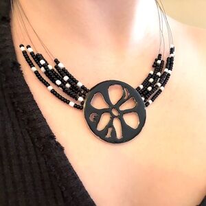 Vintage Chico Black and White Beaded Necklace